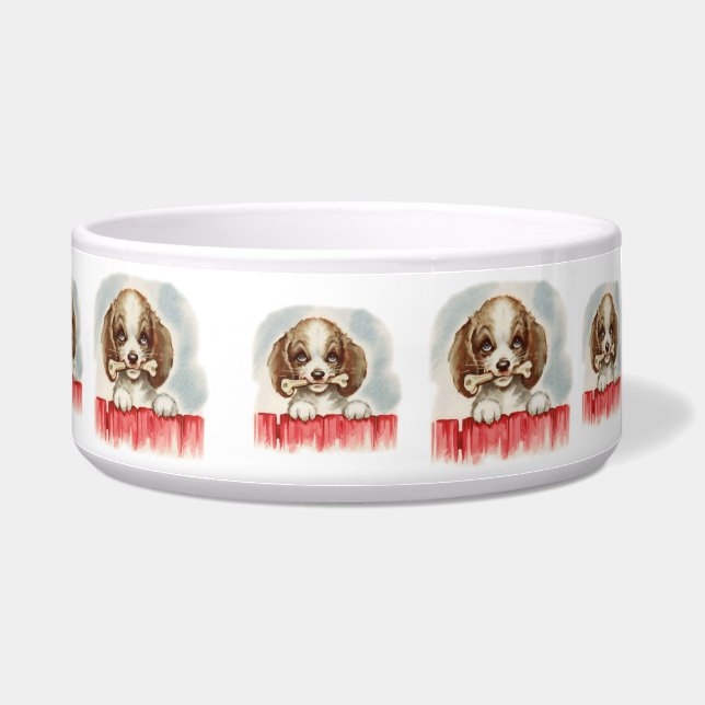 Vintage Puppy Art Puppy with Bone (Right)