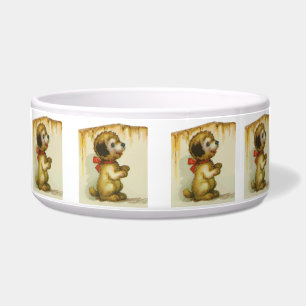 Vintage Puppy Art Sitting up Puppy