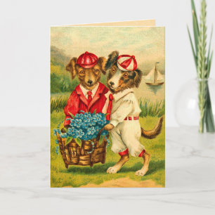 Vintage Puppy Birthday Card