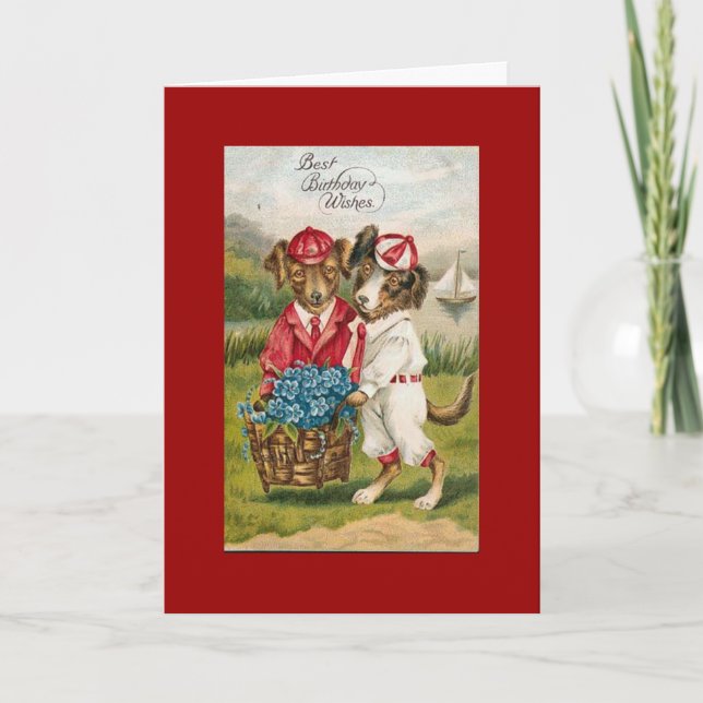Vintage Puppy Birthday Card (Front)