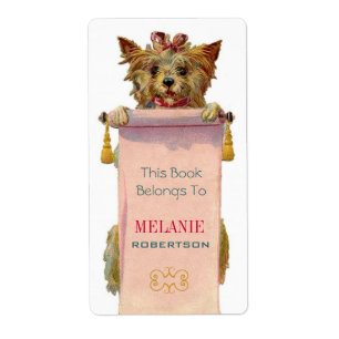 Vintage Puppy Bookplate