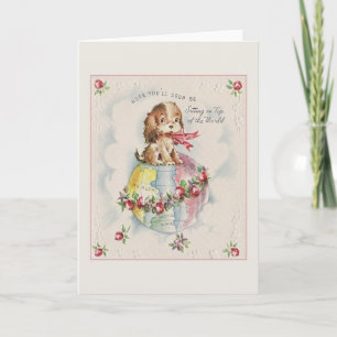 Vintage Puppy Get Well Greeting Card