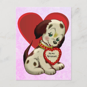 Vintage Puppy  Granddaughter Valentine's Day Postcard