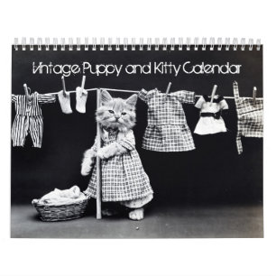 Vintage Puppy & Kitten Custom Printed Calendar