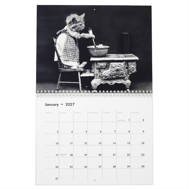 Vintage Puppy & Kitten Custom Printed Calendar (Jan 2027)