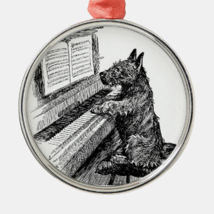 Vintage "Puppy Playing the Piano" Ornament