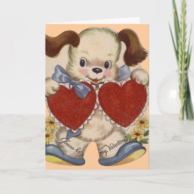 Vintage Puppy Valentine Card (Front)