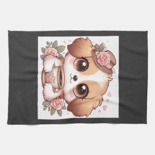 Vintage Puppy with Tea Towel