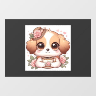 Vintage Puppy with Tea Window Cling