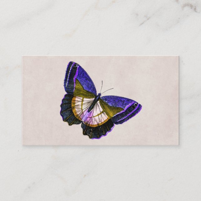 Vintage Purple and Gold Butterfly Illustration Business Card (Front)