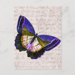 Vintage Purple and Gold Butterfly Illustration Postcard