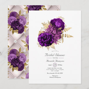 Vintage Purple and Gold Floral Bridal Shower Invitation