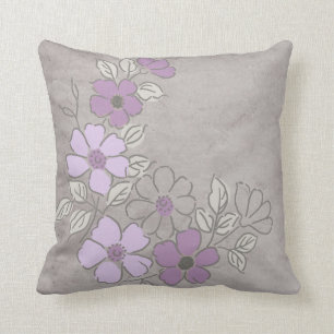 Vintage Purple and Grey Floral Wedding Cushion