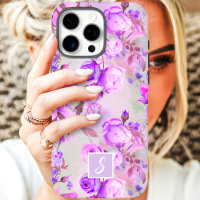 Vintage Purple and Pink Floral Monogram