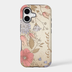 Vintage Purple and Red Flowers iPhone 5 Case