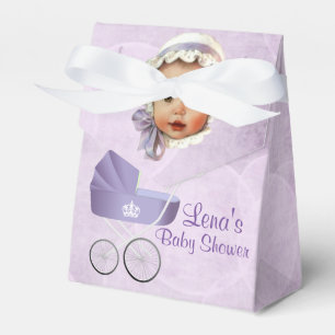 Vintage Purple Baby & Carriage Tent Favour Boxes