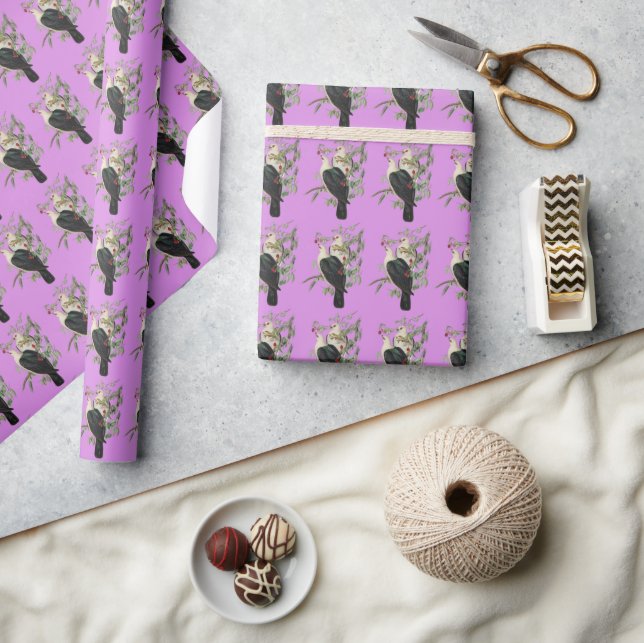 Vintage purple bird art wrapping paper (Crafts)