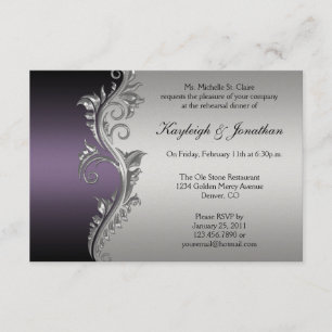 Vintage Purple Black Silver Rehearsal Dinner Invitation