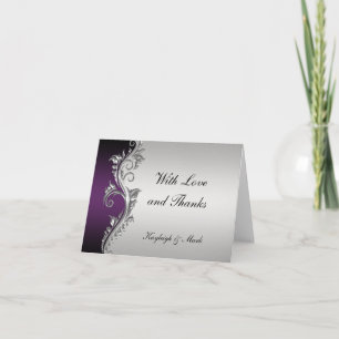Vintage Purple Black Silver Thank You Card