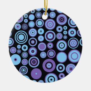 Vintage Purple Blue and Black Fifties Abstract Art Ceramic Tree Decoration
