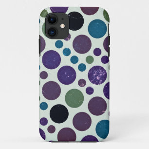 Vintage Purple Blue Green Dots Pattern Abstract iPhone 11 Case