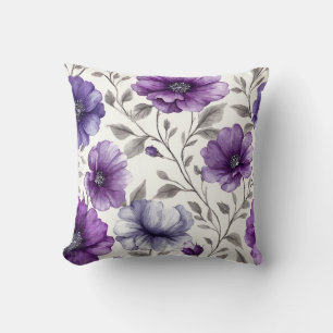 Vintage Purple Botanical Romantic Chic Floral  Cushion