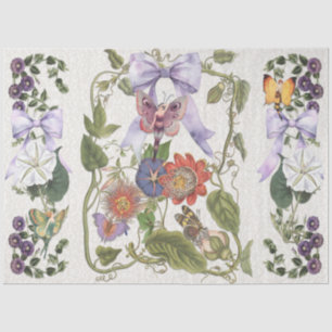 Vintage Purple Bow Fairy Garden Passion Flower Tissue Paper