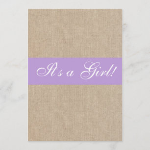 Vintage Purple Burlap Baby Shower Invitation