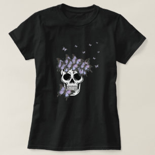 Vintage Purple Butterflies Skull T-Shirt