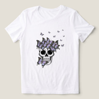Vintage Purple Butterflies Skull Tri-Blend Shirt