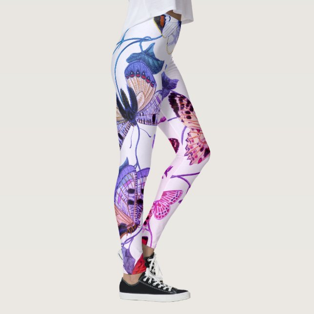 Vintage Purple Butterfly & Moth Painting Leggings (Right)