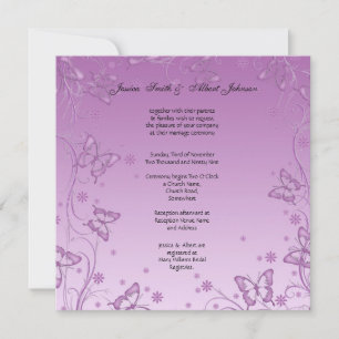 Vintage Purple Butterfly Wedding Invitation