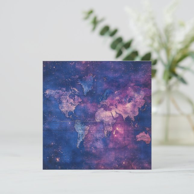 Vintage Purple Celestial World Map (10) (Standing Front)