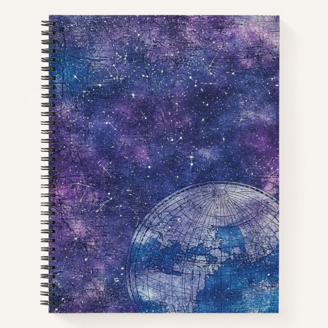 Vintage Purple Celestial World Map (12) Notebook (Front)