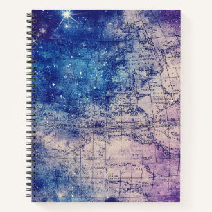 Vintage Purple Celestial World Map (14) Notebook