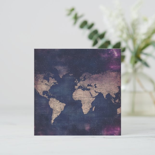 Vintage Purple Celestial World Map (5) (Standing Front)