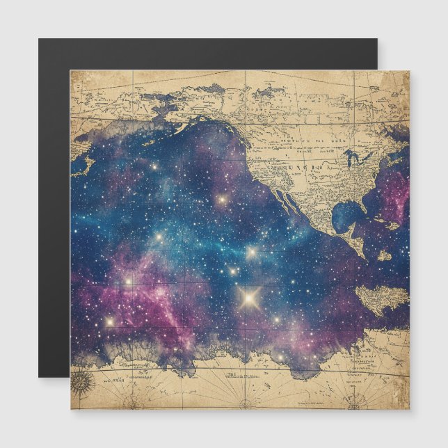 Vintage Purple Celestial World Map (6) (Front/Back)