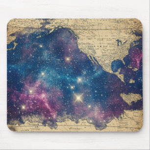 Vintage Purple Celestial World Map (6) Mouse Mat
