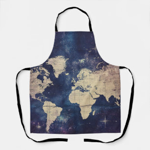 Vintage Purple Celestial World Map (7) Apron