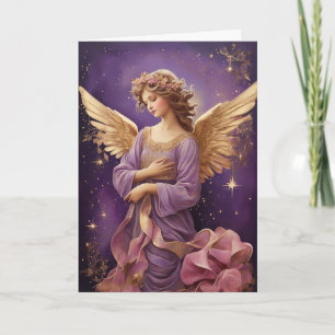 Vintage Purple Christmas Angel Custom Message Card