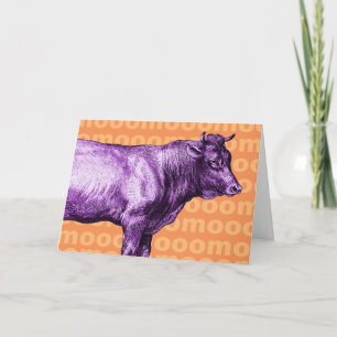 Vintage Purple Cow Moo Greeting Card