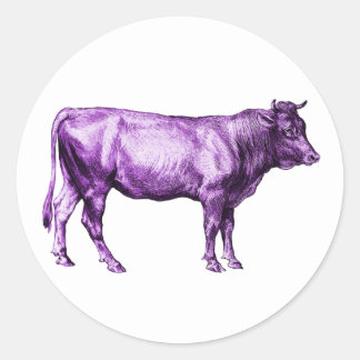 Vintage Purple Cow Stickers