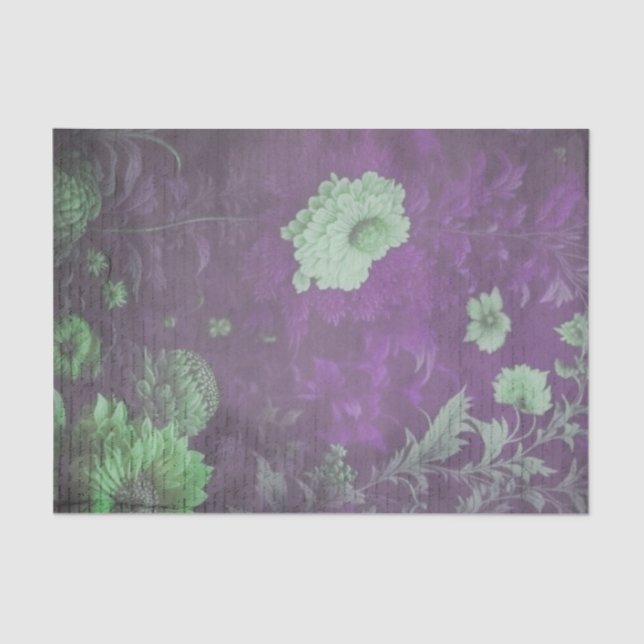 Vintage Purple & Cream Floral Scrapbook Paper (Front)