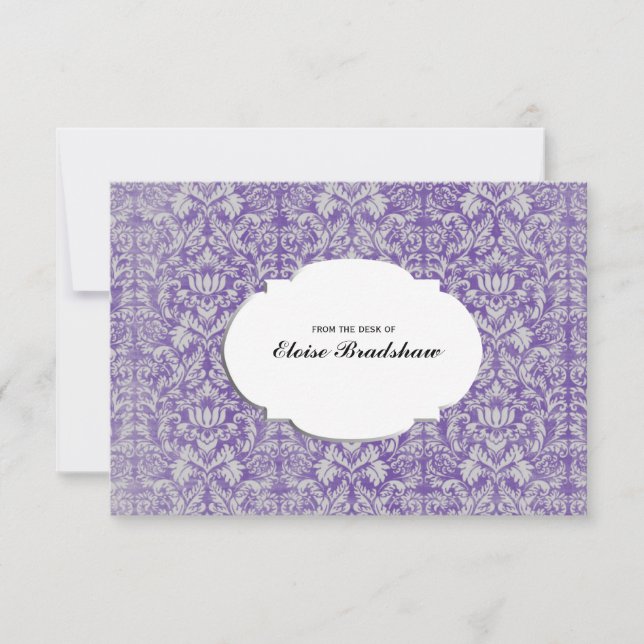 Vintage Purple Damask Personalised Card (Front)