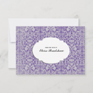Vintage Purple Damask Personalised Card