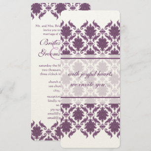 Vintage Purple Damask Wedding Invitations
