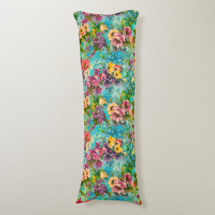 Vintage purple floral blue pattern body cushion