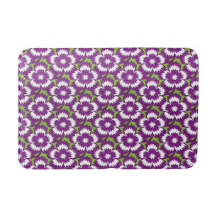 Vintage purple floral Dianthus Barbatus pattern Bath Mat