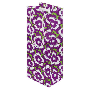 Vintage purple floral Dianthus Barbatus pattern Wine Gift Bag