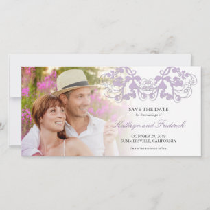 Vintage Purple Floral Flourish Photo Save The Date